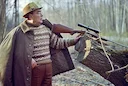 General Secretary of the Central Committee of the CPSU USSR Leonid Ilyich Brezhnev on a hunt in the hunting farm "Zalesye" (Brovarsky district, Kiev region) with a carbin