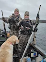 Today we had Alex and his 15 year old son Myles out on a sea duck hunt. They had a blast getting old squaw,white winged scoters and some mergansers. For a nice day. We ha Today we had Alex and his 15 year old son Myles out on a sea duck hunt. They had a blast getting old squaw,white winged scoters and some mergansers. For a nice day. We ha