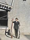 U.S. Chief Inspector of Hunting George A. with a confiscated 10.9-inch and 250-pound rifle that was used to hunt ducks. 1920.

A punt gun is a type of extremely large sho