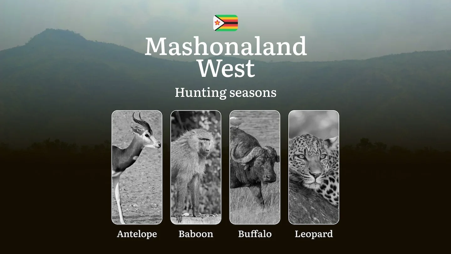 Hunting Seasons in Zimbabwe, MASHONALAND WEST Region: Hunting Dates, Opening and Closing Dates, Licenses, Rules and Peri…