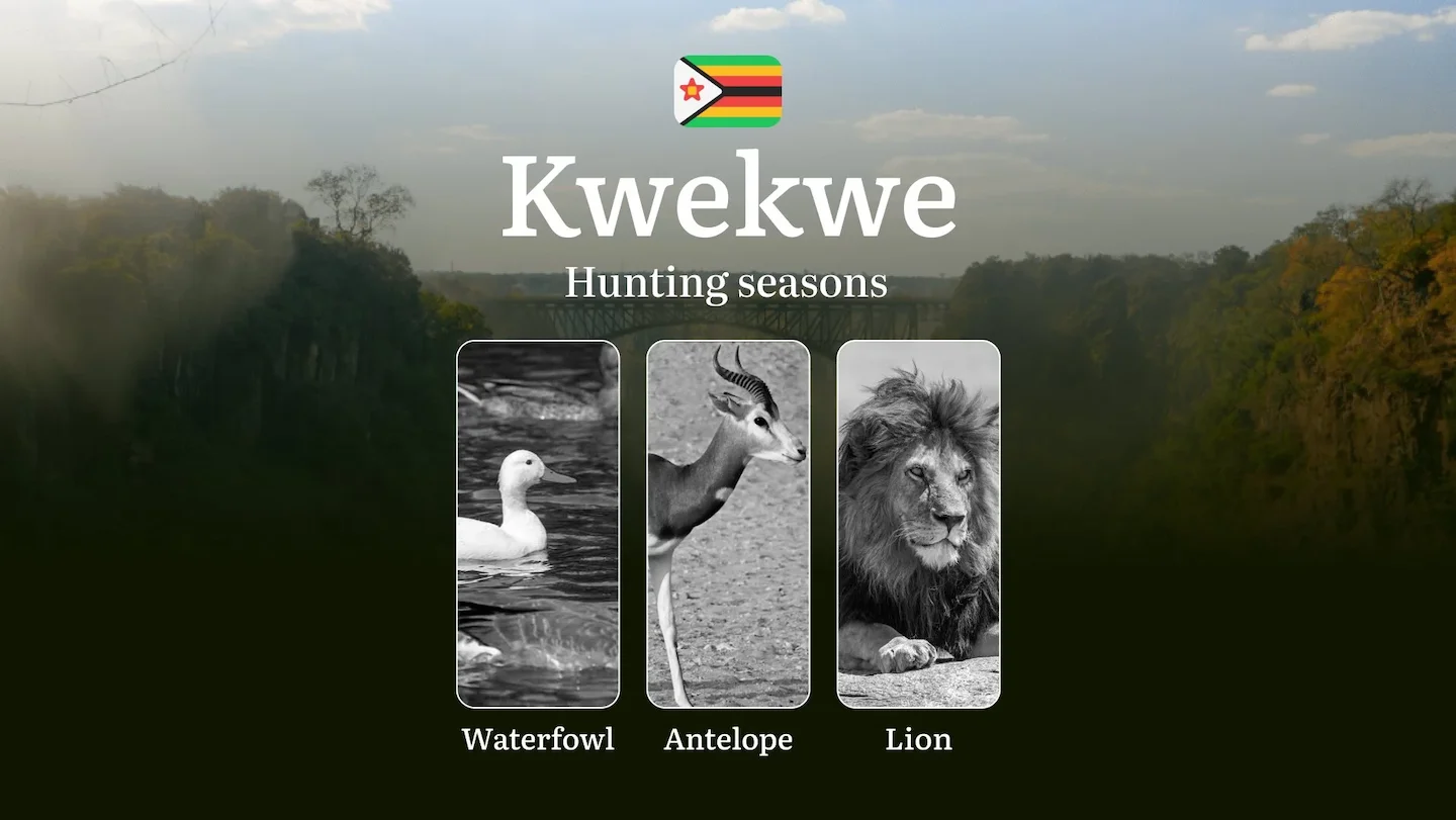 Hunting Seasons in Zimbabwe, the KWEKWE Region: Times and Dates, Restrictions and Prohibitions, Restrictions and Prohibi…