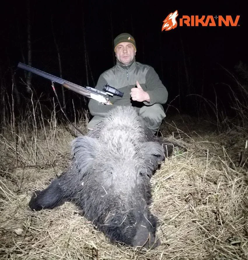 Andrey continues to please with the results on wild boar with a smoothbore 12-gauge in the hunting grounds of Belarus!