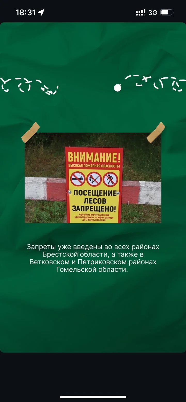 Карта запретов и ограничений на посещение лесов в районах Республики Беларусь